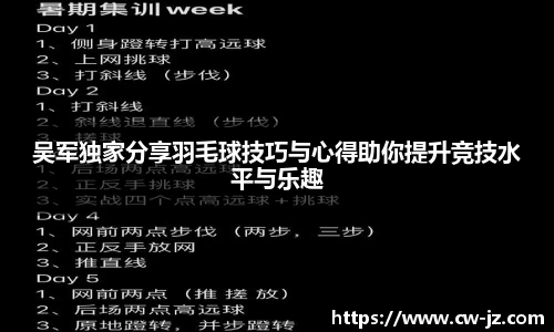 吴军独家分享羽毛球技巧与心得助你提升竞技水平与乐趣